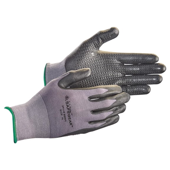 SAFEGEAR Nitrile Gloves, Microdot Palms, 3-Pair, Black Nitrile & Gray Nylon Knit Gloves, Disposable, Latex Free, Ultra-lightweight, Breathable & Comfortable Safety, Work & Gardening Gloves, Medium