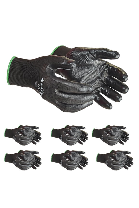 SAFEGEAR Nitrile Gloves, Small, 6 Pairs – ANSI Abrasion & Puncture