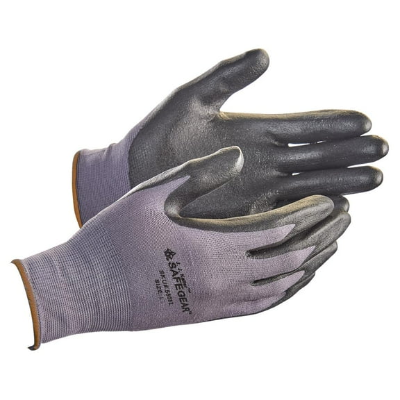 SAFEGEAR Nitrile Gloves, Smooth Palms, 3-Pair, Black Nitrile & Gray Nylon Knit Gloves, Disposable, Latex Free, Ultra-lightweight, Breathable & Comfortable Safety, Work & Gardening Gloves, Large