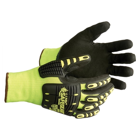 SAFEGEAR Nitrile Gloves X-Large, 1 Pair - EN388 & ANSI Level A7 Cut-Resistant Black Nitrile/Steel Fiber & Lime Green Elastic Work Gloves for Men and Women, Touchscreen Capable
