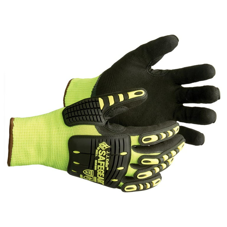 SAFEGEAR Nitrile Gloves X-Large, 1 Pair - EN388 & ANSI Level A7 Cut- Resistant Black Nitrile/Steel Fiber & Lime Green Elastic Work Gloves for Men  and Women, Touchscreen Capable 