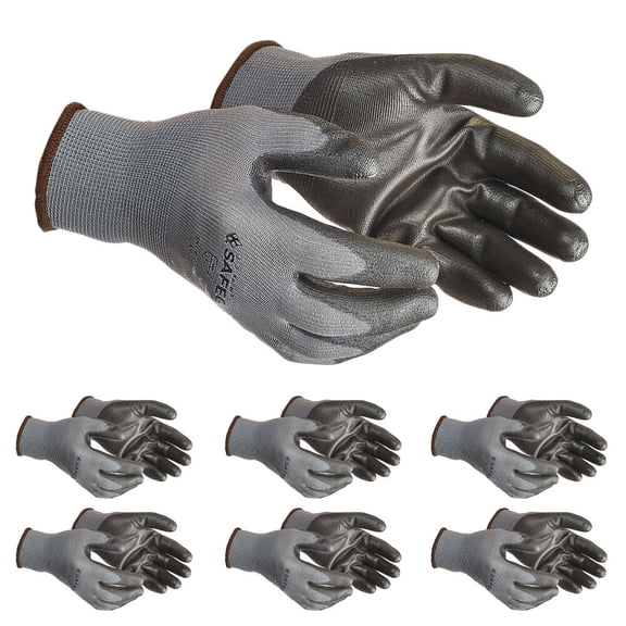 SAFEGEAR Smooth PU Dip Gloves, Small, 6 Pairs, Durable Grip, Breathable