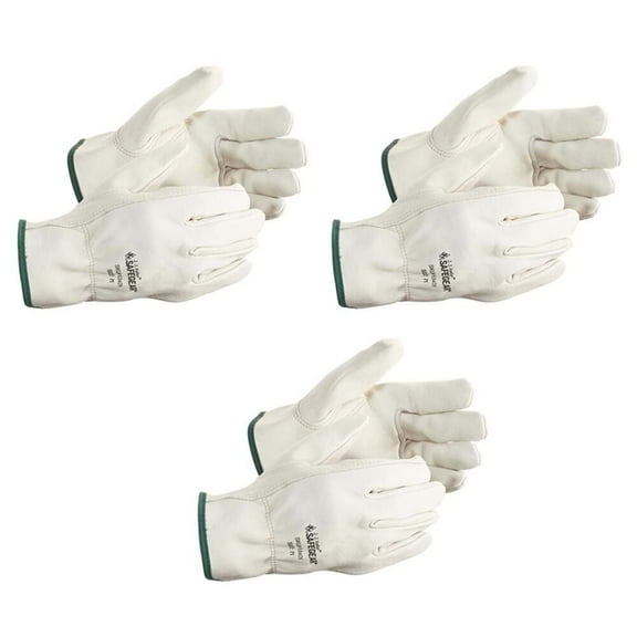 SAFEGEAR, Winter Leather Work Gloves, Medium, 3-Pack