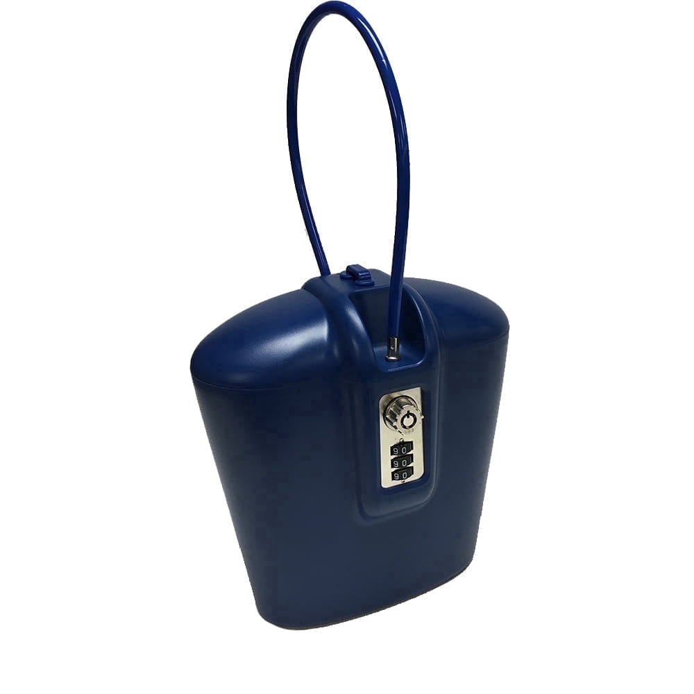 SAFEGO Portable Indoor/Outdoor Lock Box Safe with Key and Combination Access (Blue)