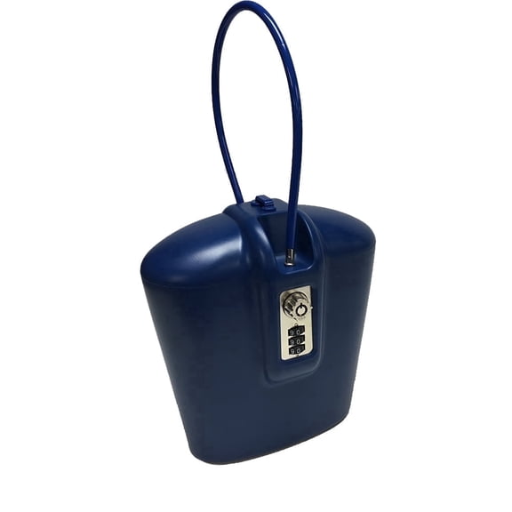 SAFEGO Portable Indoor/Outdoor Lock Box Safe with Key and Combination Access (Blue)