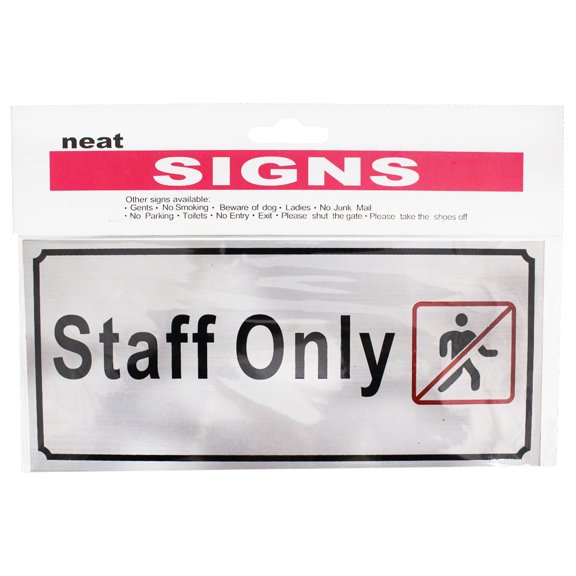 SAFEGUARD (2 Pack) "Staff Only" Signage | 8" x 3.5" (20.3 x 8.9 cm) | Brushed Aluminum | Vibrant Acrylic Paint | Easy Adhesion