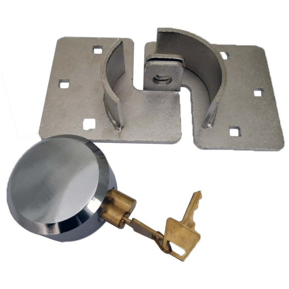 SAFEGUARD Heavy Duty Chrome Plated Steel Padlock Set | 8" (20.3 cm) x 4.5" (11.4 cm) x 1.75" (4.4 cm) | Shackleless & Almost Indestructible | Comes with 2 Keys | Ideal for Garages & Storage Sheds