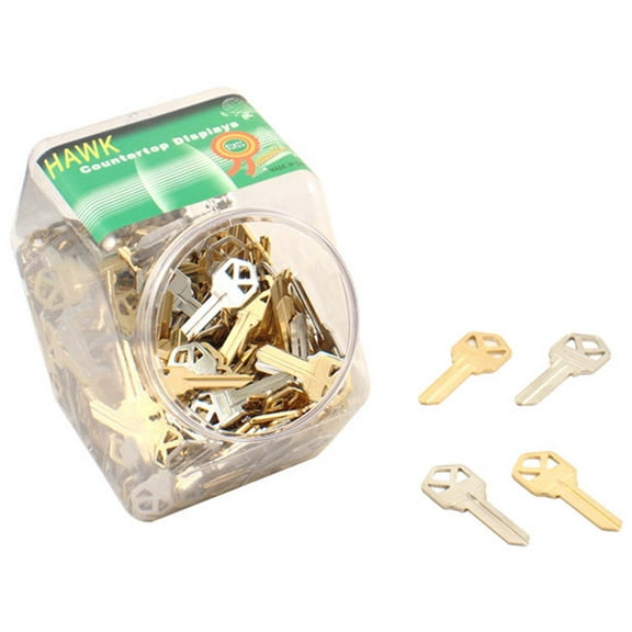 SAFEGUARD Key Blanks Jar: 288 Pieces | Standard "KW" Style | Goldtone & Silvertone | Ready for Locksmith Customization | A Staple for Every Hardware Store & Key Shop