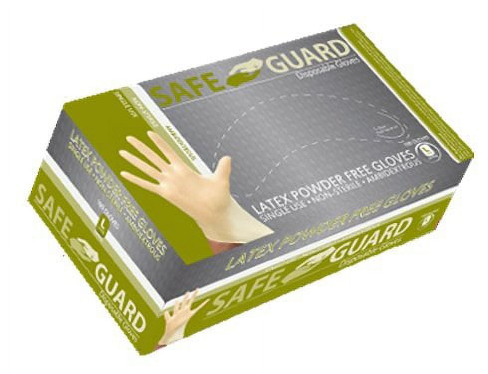 SAFEGUARD Latex Powder Free Gloves, Small, 100 Count