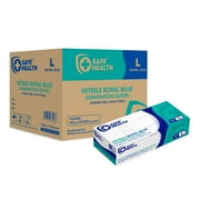 SAFEHEALTH Blue Nitrile Exam Gloves, 3.5 Mil, Powder Free, Latex Free, Finger Textured, Medical Grade, Disposable, Case of 1000, Size L