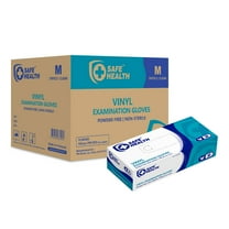 SAFEHEALTH Clear Vinyl Exam Gloves, 3 Mil, Powder Free, Latex Free, Finger Textured, Medical Grade, Disposable, Nursing-Office-Law Enforcement-Kitchen-Pet Care-Cleaning-Daily Use, Case of 1000, Size M
