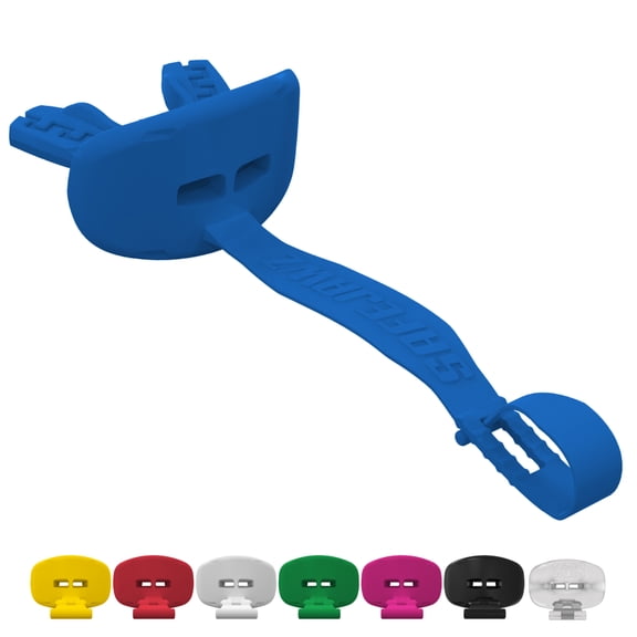 SAFEJAWZ Football Mouth Guard, Sports Lip Guard with Connected Strap, Adult and Youth Mouthpiece, One Size Blue