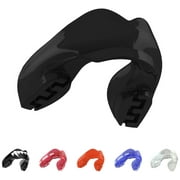 SAFEJAWZ Sports Mouthguard for Braces, One Size Re-Mouldable Mouth Guard with Case (Black)