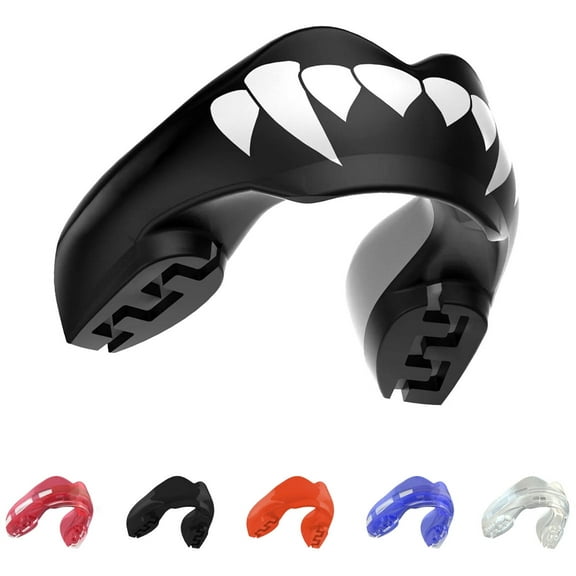 SAFEJAWZ Sports Mouthguard for Braces, One Size Re-Mouldable Mouth Guard with Case (Fangz)