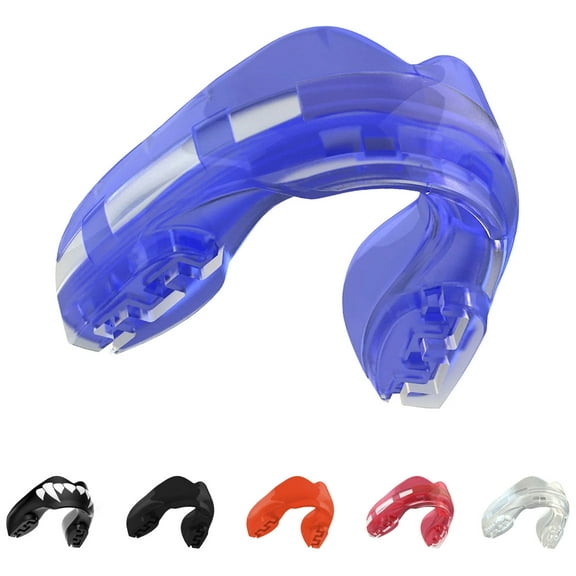 SAFEJAWZ Sports Mouthguard for Braces, One Size Re-Mouldable Mouth Guard with Case (Ice Blue)