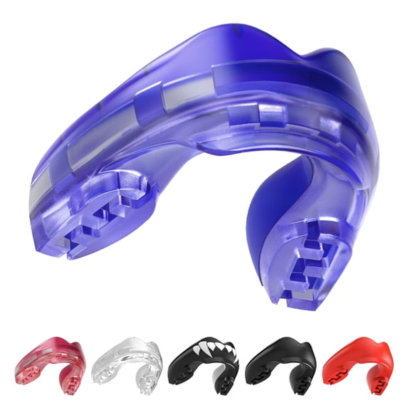 SAFEJAWZ Sports Mouth Guard for Braces with Case, One Size Re-Mouldable Mouthguard (Ice Blue)