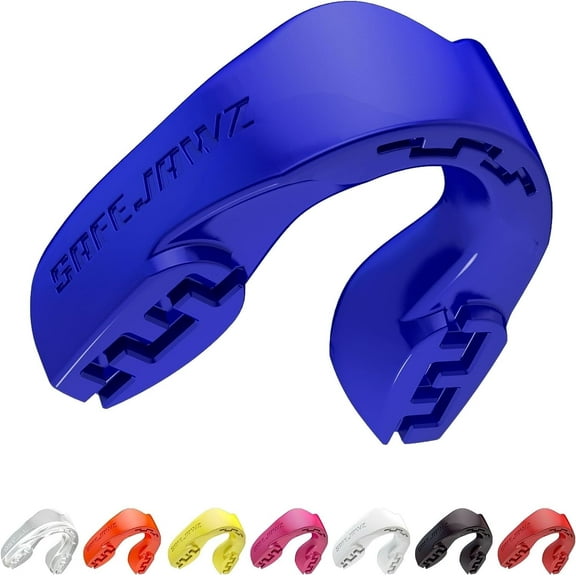 SAFEJAWZ Sports Mouthguard Slim Fit, Adults and Junior Mouth Guard with Case (Blue, Youth (Up to 11 yrs))