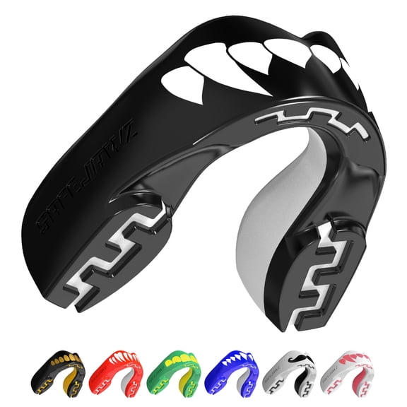 SAFEJAWZ Sports Mouth Guard, Dual Layer Adults and Junior Mouthguard with Case (Fangz, Youth (Up to 11 Years))