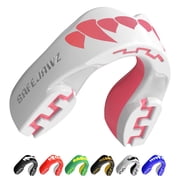 SAFEJAWZ Sports Mouth Guard with Case, Dual Layer Adult and Youth Mouthguard Pink Fangz, Adult 12+ Years