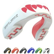 SAFEJAWZ Sports Mouthguard Slim Fit, Adult and Junior Mouth Guard with Case for Boxing, Basketball, Lacrosse, Football, MMA, Martial Arts, Hockey and All Contact Sports (Pink Fangz, Adult (12+ Years)
