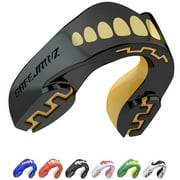 SAFEJAWZ Sports Mouthguard Slim Fit, Adults and Junior Mouth Guard with Case for Boxing, Basketball, Lacrosse, Football, MMA, Martial Arts, Hockey and All Contact Sports (Goldie, Adult (12+ Years))