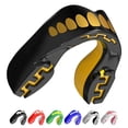 thumbnail image 1 of SAFEJAWZ Sports Mouth Guard with Case, Dual Layer Adult and Youth Mouthguard (Youth < 11 Years, Gold), 1 of 7