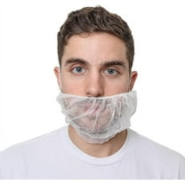 SAFEKO 100 White 18" Disposable Polypropylene Beard Bouffant, for Food Service, Cleaning