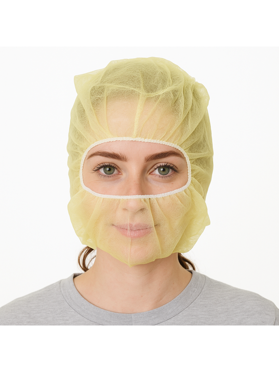 Polypropylene Hood, Disposable Catering Bonnets, Hairnet & Beard Cover Net for Work, Food Service (Yellow, 1000)