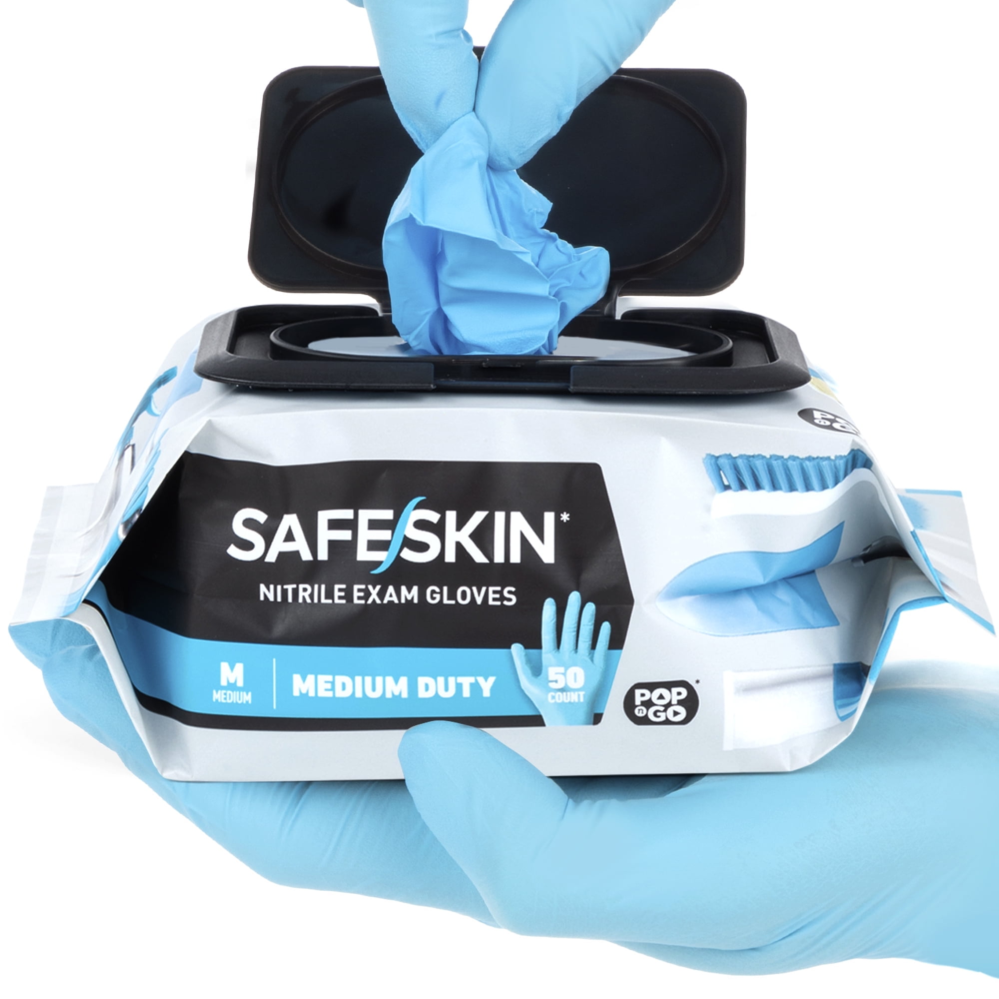 SAFESKIN Nitrile Disposable Gloves, Medium Duty, Medium Size, Powder Free, 200 Count - For Food Handling, First Aid, Cleaning, Gardening, Crafting