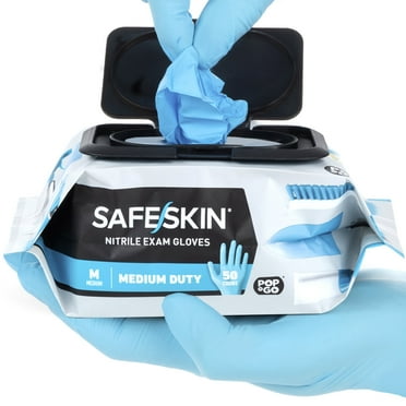 SAFESKIN Nitrile Disposable Gloves, Medium Duty, Small, Powder Free, 200 Count - For Food Handling, First Aid, Cleaning, Gardening, Crafting