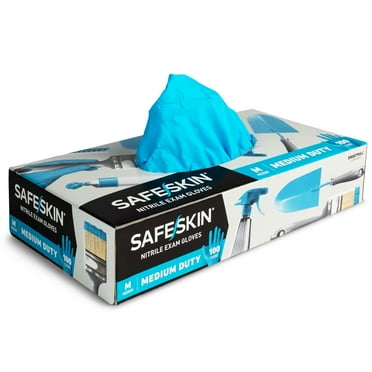 SAFESKIN Nitrile Disposable Gloves, Medium, Powder-Free, 100 Count - For Food Handling, First Aid, Cleaning, Gardening, Crafting