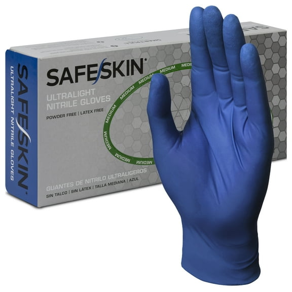 SAFESKIN Ultralight Disposable Nitrile Gloves - 2.0 Mil, Blue, X-Large,  1000 Count - Powder Free, Latex Free, All Purpose, Food Prep, Cooking, General Household Use