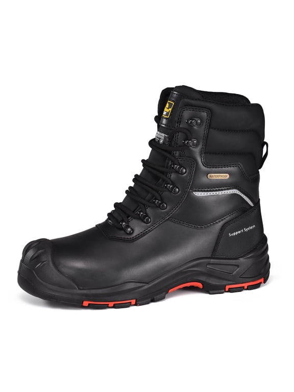 Men's Waterproof Cow Leather Safety Boot 8-inch Composite Toe Work Boots Insulated Winter Snow Boots ASTM F2413-18 I/75 C/75 S7 PR SD