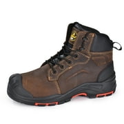 SAFETOE Safety Boots for Men Composite Toe Work Boots Lightweight Cow Leather Puncture Proof Slip On Work Boots Wide Fit