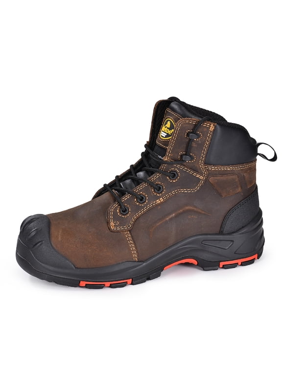 Safety Boots for Men Composite Toe Work Boots Lightweight Cow Leather Puncture Proof Slip On Work Boots Wide Fit