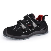 SAFETOE Safety Shoes for Men Composite Toe Work Shoes Lightweight Cow Leather Puncture Proof Slip On Summer Work Boots Wide Fit