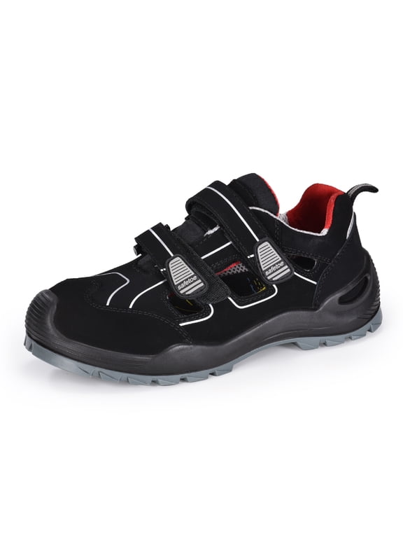 Safety Shoes for Men Composite Toe Work Shoes Lightweight Cow Leather Puncture Proof Slip On Summer Work Boots Wide Fit