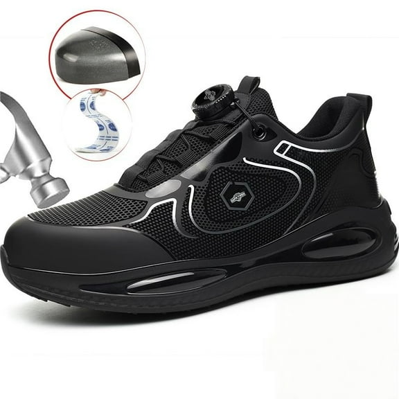 SAFETREK Men's Steel Toe Safety Shoes: Anti-Smashing Puncture-Proof Anti-Slip Waterproof Work Boots, Lightweight Comfortable Slip-On Footwear, All-Season Shoes For Industrial Work Construction Hiking