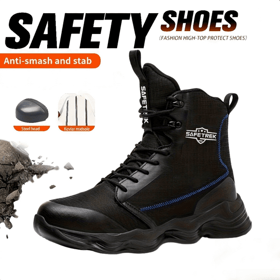 SAFETREK Steel Toe Safety Shoes For Men Women: Anti-Puncture Anti-Smash Anti-Slip Work Footwear,Lightweight Comfortable Security Boots for Long Shifts in Factory & Construction