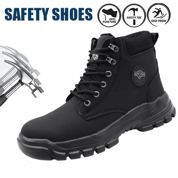 SAFETREK Steel Toe Safety Shoes For Men Women: Anti-Puncture Anti-Smash Anti-Slip Work Footwear,Waterproof Spark-Proof Security Boots for Factory Construction Sites Industrial