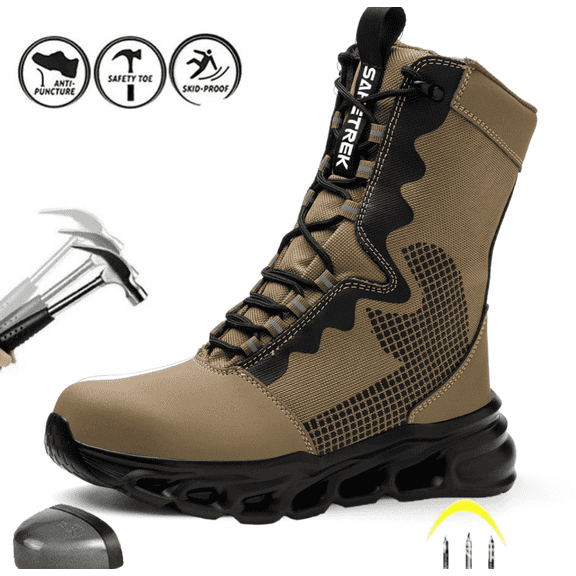 SAFETREK Steel Toe Safety Shoes for Men Women: Anti-Smash Anti-Puncture Anti-Slip Work Boots, Lightweight Comfortable Protective Work Footwear For Industrial Factory Construction
