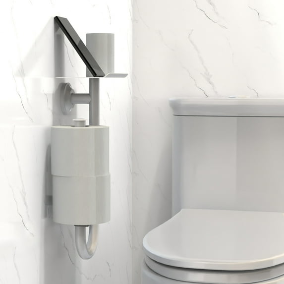 SAFETY+BEAUTY 3-in-1 Stainless Steel Double Toilet Paper Holder with Grab Bar and Top Shelf for Wet Wipes, Napkins, Phone, Pad