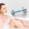 thumbnail image 1 of SAFETY+BEAUTY Suction Shower Grab Bar, Bath Tub Handle with Indicator, Anti-Slip Grip, Metallic Silver Dual Tone (Blue, 17 inch), 1 of 6