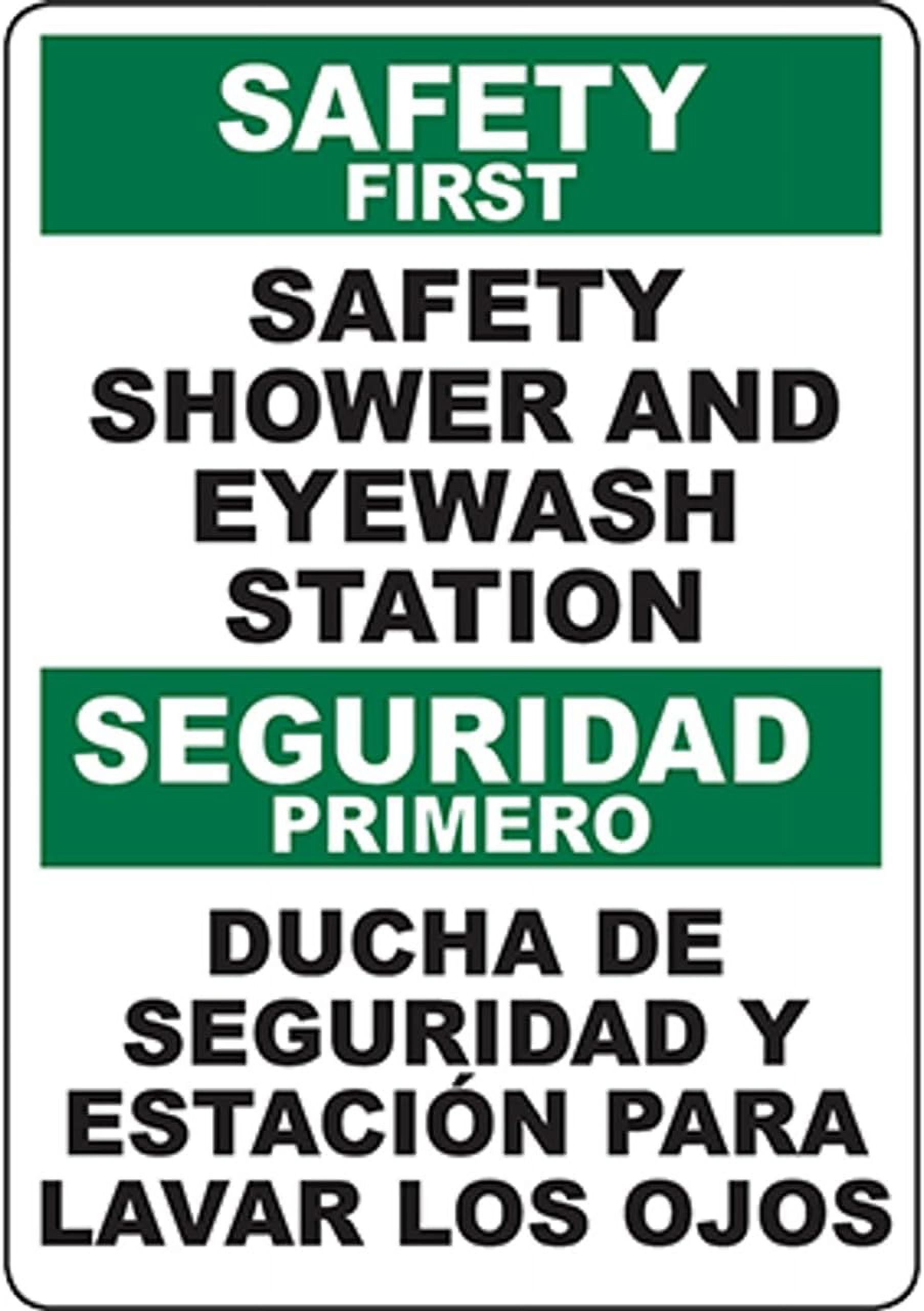 SAFETY FIRST Safety Shower And Eyewash Station Bilingual Sign Safety