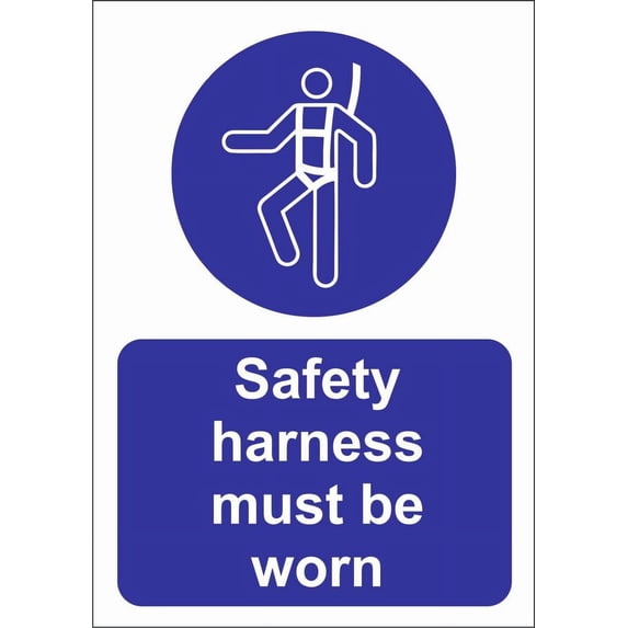 SAFETY HARNESS MUST BE WORN Metal Aluminum Sign OR FOAMEX SITE SAFETY SIGN Size: 16 x 12 Inch
