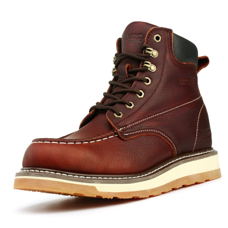 SAFETY LOONG Moc Toe Work Boots for Men Soft Toe Comfortable Full