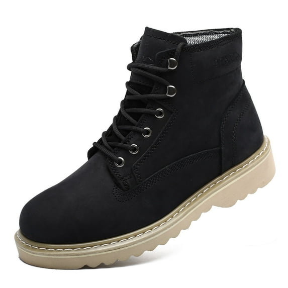 SAFETY LOONG Soft Toe Work Boots, 6 Inch Nubuck Leather Boots with Side Zipper Workboots Black 14