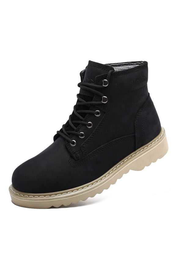 Soft Toe Work Boots, 6 Inch Nubuck Leather Boots with Side Zipper Workboots Black 14