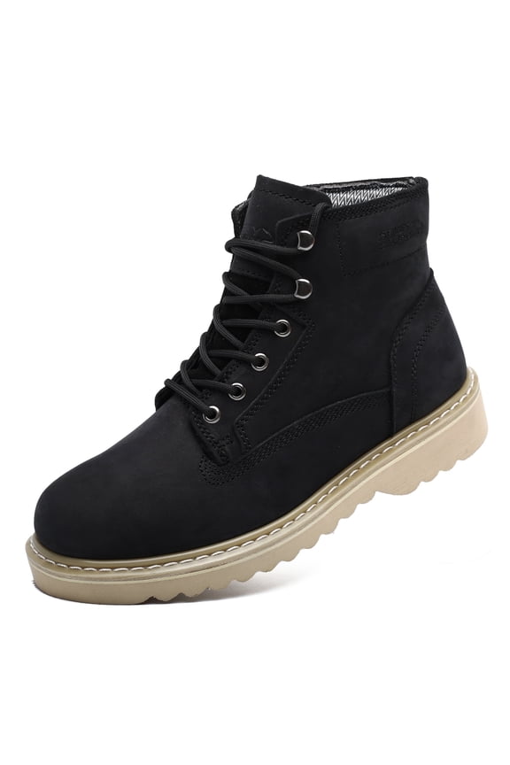Soft Toe Work Boots, 6 Inch Nubuck Leather Boots with Side Zipper Workboots Black 14