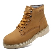 SAFETY LOONG Soft Toe Work Boots, 6 Inch Nubuck Leather Boots with Side Zipper Workboots Brown 11